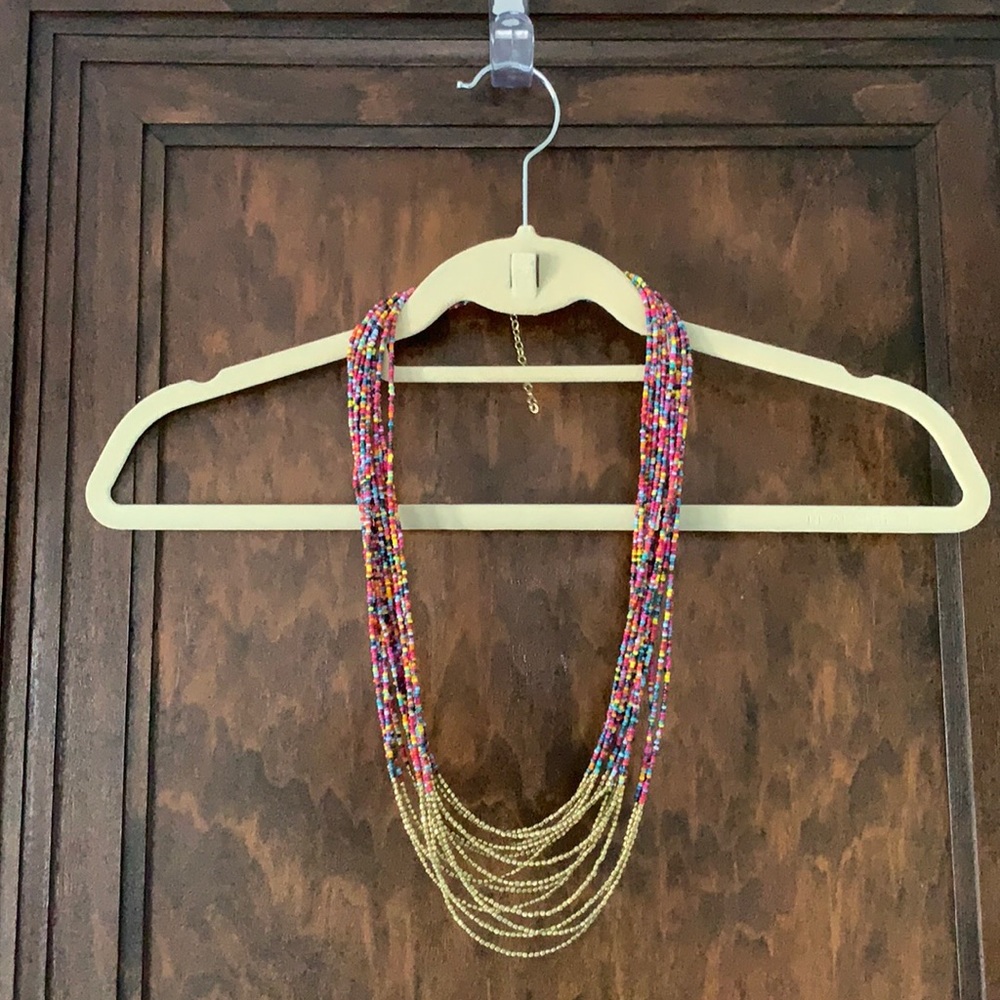 Long multi strand seed necklace 🌈